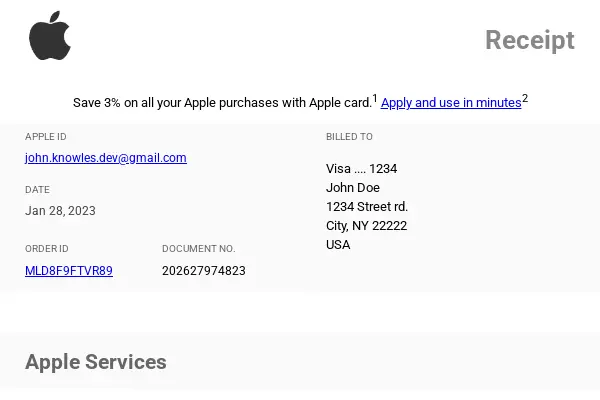 Apple Transactional Email